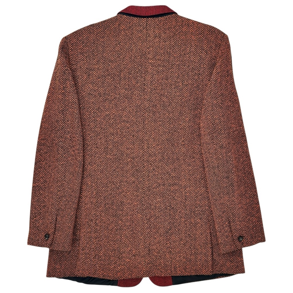 RARE Versace Istante Vintage Orange & Red Herringbone Blazer Jacket sz 54 - Picture 2 of 10